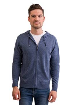 CASH-MERE.CH 100% Kaschmir Herren Kapuzenpullover | Hoodie mit Reißverschluss (Blau/Jeans, M) von CASH-MERE.CH