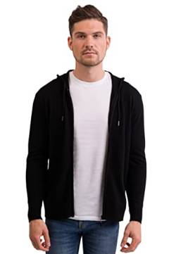 CASH-MERE.CH 100% Kaschmir Herren Kapuzenpullover | Hoodie mit Reißverschluss (Schwarz, L) von CASH-MERE.CH