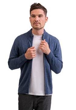 CASH-MERE.CH 100% Kaschmir Herren Pullover Cardigan mit Reißverschluss | Strickjacke mit Reißverschluss 2-fädig (Blau/Jeans Blau, M) von CASH-MERE.CH