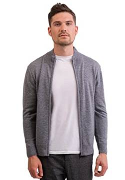 CASH-MERE.CH 100% Kaschmir Herren Pullover Cardigan mit Reißverschluss | Strickjacke mit Reißverschluss 2-fädig (Grau, M) von CASH-MERE.CH