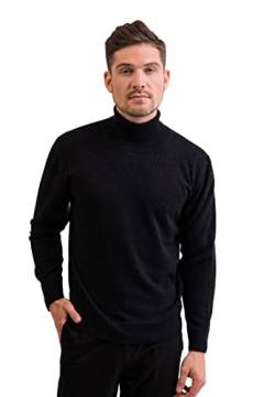 CASH-MERE.CH 100% Kaschmir Herren Pullover | Sweater Rollkragen 2-fädig (Grau/Dunkelgrau/Dunkles Anthrazit, M) von CASH-MERE.CH