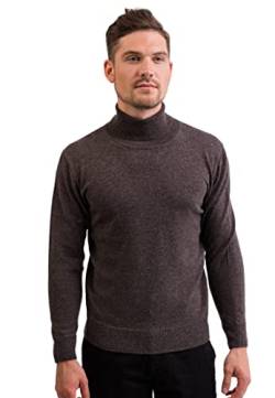CASH-MERE.CH 100% Kaschmir Herren Pullover | Sweater Rollkragen 2-fädig (Grau/Taupe Melange, XL) von CASH-MERE.CH