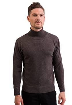 CASH-MERE.CH 100% Kaschmir Herren Pullover | Sweater Rollkragen 2-fädig (Grau/Taupe Melange, XXL) von CASH-MERE.CH