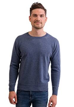 CASH-MERE.CH 100% Kaschmir Herren Pullover | Sweater Rundhalsausschnitt 2-fädig (Blau/Jeans, S) von CASH-MERE.CH