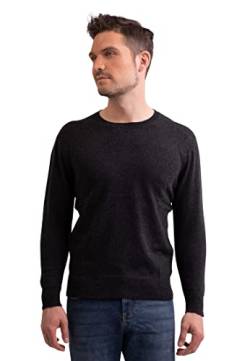 CASH-MERE.CH 100% Kaschmir Herren Pullover | Sweater Rundhalsausschnitt 2-fädig (Grau/Dunkelgrau/Dunkles Anthrazit, M) von CASH-MERE.CH