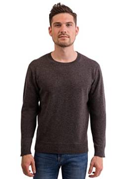 CASH-MERE.CH 100% Kaschmir Herren Pullover | Sweater Rundhalsausschnitt 2-fädig (Grau/Taupe Melange, S) von CASH-MERE.CH