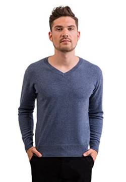 CASH-MERE.CH 100% Kaschmir Herren Pullover | Sweater V-Ausschnitt 2-fädig (Blau/Jeans, S) von CASH-MERE.CH