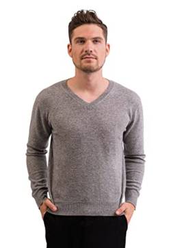 CASH-MERE.CH 100% Kaschmir Herren Pullover | Sweater V-Ausschnitt 2-fädig (Grau, M) von CASH-MERE.CH