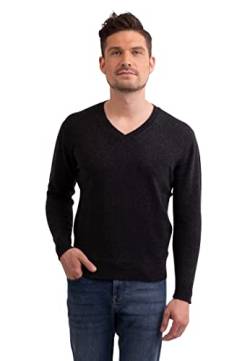 CASH-MERE.CH 100% Kaschmir Herren Pullover | Sweater V-Ausschnitt 2-fädig (Grau/Dunkelgrau/Dunkles Anthrazit, M) von CASH-MERE.CH