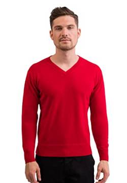 CASH-MERE.CH 100% Kaschmir Herren Pullover | Sweater V-Ausschnitt 2-fädig (Rot, M) von CASH-MERE.CH