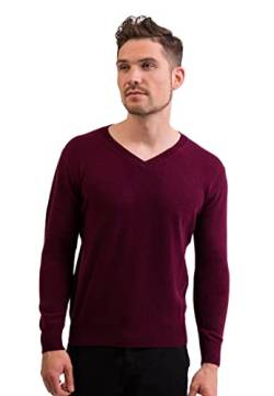 CASH-MERE.CH 100% Kaschmir Herren Pullover | Sweater V-Ausschnitt 2-fädig (Rot/Cranberry, XXL) von CASH-MERE.CH