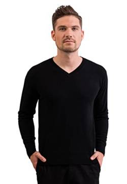 CASH-MERE.CH 100% Kaschmir Herren Pullover | Sweater V-Ausschnitt 2-fädig (Schwarz, M) von CASH-MERE.CH