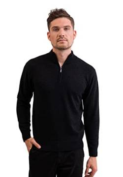 CASH-MERE.CH 100% Kaschmir Herren Stehkragen Pullover | Sweater mit Reißverschluss 2-fädig (Grau/Dunkelgrau/Dunkles Anthrazit, XL) von CASH-MERE.CH