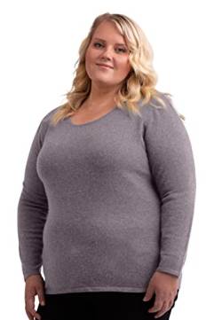 CASH-MERE.CH Damen Pullover aus 100% Kaschmir in großen Größen | Sweater Rundhals Übergröße (Grau, XXXL) von CASH-MERE.CH