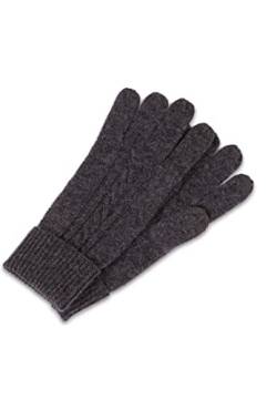 CASH-MERE.CH Edle 100% Kaschmir Handschuhe mit Muster, Touchscreen tauglich für Damen (Grau/Anthrazit, S/M) von CASH-MERE.CH