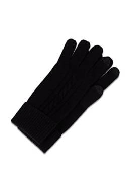 CASH-MERE.CH Edle 100% Kaschmir Handschuhe mit Muster, Touchscreen tauglich für Damen (Schwarz, S/M) von CASH-MERE.CH