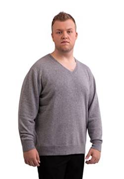 CASH-MERE.CH Herren Pullover aus 100% Kaschmir in großen Größen | Sweater V-Ausschnitt Übergröße (Grau, XXXXL) von CASH-MERE.CH