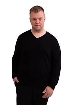 CASH-MERE.CH Herren Pullover aus 100% Kaschmir in großen Größen | Sweater V-Ausschnitt Übergröße (Schwarz, XXXXL) von CASH-MERE.CH