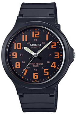 Casio Collection Standard Analog MQ-24 Series Armbanduhr, Schwarz/Schwarz/Orange, Neuestes Modell von CASIO Collection(カシオ コレクション)