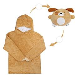 CASKIE Kinder Hoodie Decke Sweatshirt für Mädchen und Jungen 3~6 Jahre, Plüschtiere Verwandeln Sich in Kapuzen - Sweatshirt mit riesiger Tasche von CASKIE