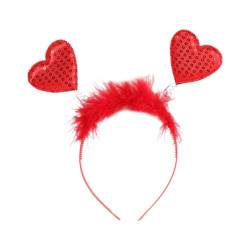 CASNO 1 x 7 x Feder-Stirnbänder für Damen, Valentinstag, Stirnband, Pailletten, Herz, Stirnbänder für Mädchen, Festival, Tanzparty, von CASNO