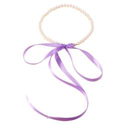 CASNO Halskette, modisches Band, Halskette, zierliches Band, einzigartiger Modeschmuck, Party-Stil, Schmuck, weibliches Charm-Accessoire, Kunstperlen und Schleife von CASNO