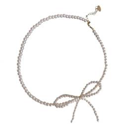 CASNO Halskette, schicke Schleifen-Halskette, Charm-Halskette, elegante Perlen-Halskette, modische Perlen-Halskette, perfekt für den Alltag und Partys, Kunstperlen von CASNO