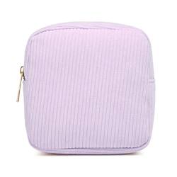 CASNO Kosmetiktasche für Damen, Kord, kleine Münzbörse, modisch, einfarbig, mit Reißverschluss, Kosmetik-Aufbewahrung, Organizer, Kulturbeutel für Damen, violett von CASNO