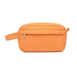 CASNO Taschen für Damen, Reise-Kulturbeutel, Make-up-Organizer, Aufbewahrungstasche mit Griff, Kordsamt, Kosmetiktasche, Reißverschlusstasche für Damen, Orange von CASNO