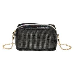 CASNO Taschen für Frauen, glitzernde Münzgeldbörse, Hochzeit, Clutch, Handtasche für Frauen, Mädchen, Umhängetasche, Geldbeutel, Geldbörse mit Kette, Strass, Abendtasche, Schwarz von CASNO