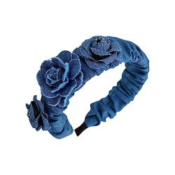 Haarreif für Frühling, Sommer, Yoga, Sport, zartes Haarband mit blauer Rose, für Damen, Teenager, Haar-Accessoire, Rosen-Stirnband von CASNO