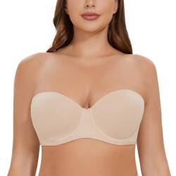 CASOLACE Damen-BH, rückenglättend, Übergröße, Bügel, Bandeau, trägerloser BH Beige 85B von CASOLACE