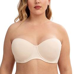 CASOLACE Damen-BH, rückenglättend, Übergröße, Bügel, Bandeau, trägerloser BH Sanddollar 70F von CASOLACE