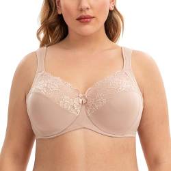 CASOLACE Damen Minimizer Spitzen BH mit Bügel Unwattierter Große Größen Beige 105G von CASOLACE