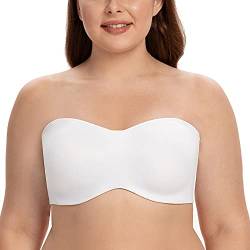 CASOLACE Damen Trägerloser BH - Bügel Bandeau Minimizer BH Ohne Geformte Cups Weiß 75B von CASOLACE