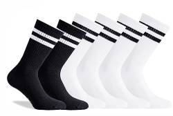 CASRIC Tennissocken Damen | Socken Damen weiß und schwarz | 4 | 6 | Paar Tennissocken (as3, numeric, numeric_43, numeric_46, regular, regular, 2x Schwarz + 4x Weiß) von CASRIC