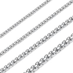 CASSIECA 4 Stück Kette Herren Edelstahl Chain Halskette Perlenkette 2mm 3mm 4mm 5mm Breite Halskette Set Edelstahl Kette Damen Länge 45cm von CASSIECA