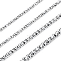 CASSIECA 4 Stück Kette Herren Edelstahl Chain Halskette Perlenkette 2mm 3mm 4mm 5mm Breite Halskette Set Edelstahl Kette Damen Länge 55cm von CASSIECA