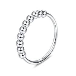 CASSIECA Angst Ring 925 Sterling Silber Spinner Bead Ring Zappeln Ring für Frauen Mädchen von CASSIECA