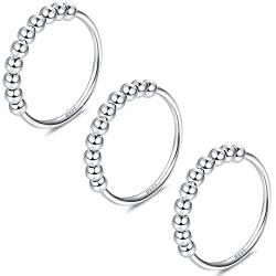CASSIECA Angst Ring 925 Sterling Silber Spinner Bead Ring Zappeln Ring für Frauen Mädchen von CASSIECA