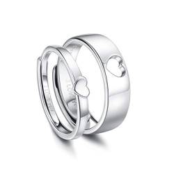 CASSIECA Männer Frauen 925 Sterling Silber Ringe Carven I Love You Paar/Liebhaber Ewigkeit Verlobungs Hochzeit Versprechen Verstellbare Ring Jubiläum Ehering Ringe Schmuck Geschenk von CASSIECA