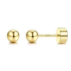 CASSIECA Ohrringe Silber 925 für Damen Herren Medizinische Ohrstecker Hypoallergene Gold Ohrstecker für Empfindliche Ohren 3mm von CASSIECA