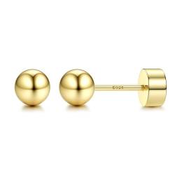 CASSIECA Ohrringe Silber 925 für Damen Herren Medizinische Ohrstecker Hypoallergene Gold Ohrstecker für Empfindliche Ohren 4mm von CASSIECA