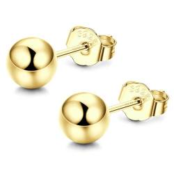 CASSIECA Ohrringe Silber 925 für Damen Herren Medizinische Ohrstecker Hypoallergene Silber Ohrstecker Piercing Ohrringe für Empfindliche Ohren, Gold 9mm von CASSIECA