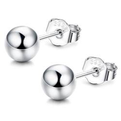 CASSIECA Ohrringe Silber 925 für Damen Herren Medizinische Ohrstecker Hypoallergene Silber Ohrstecker Piercing Ohrringe für Empfindliche Ohren, Silber 3mm von CASSIECA