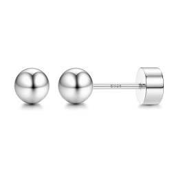 CASSIECA Ohrringe Silber 925 für Damen Herren Medizinische Ohrstecker Hypoallergene Silber Ohrstecker für Empfindliche Ohren 4mm von CASSIECA
