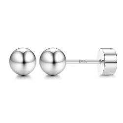 CASSIECA Ohrringe Silber 925 für Damen Herren Medizinische Ohrstecker Hypoallergene Silber Ohrstecker für Empfindliche Ohren 5mm von CASSIECA