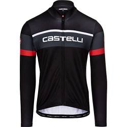 Castelli Men's PASSISTA Jersey Sweatshirt, Light Black/Dark Gray-RED, S von CASTELLI