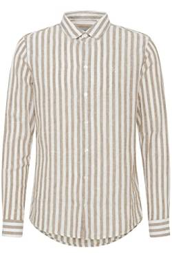 CASUAL FRIDAY CFAnton Herren Freizeithemd Hemd gestreiftes Basichemd mit kleiner Brust-Stickerei und Button-Down-Kragen Hochwertige Baumwoll-Leinen-Qualität Regular Fit, Größe:L, Farbe:Ermine (181022) von CASUAL FRIDAY