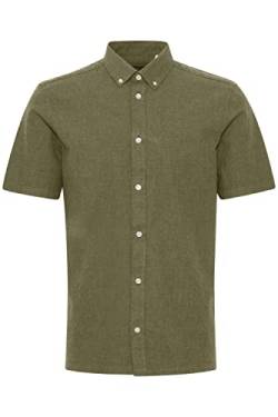 CASUAL FRIDAY CFAnton fil a fil Shirt Herren Kurzarmhemd Herrenhemd Hemd Button-Down-Kragen Unifarben Regular Fit, Größe:L, Farbe:Burnt Olive Melange (1805211) von CASUAL FRIDAY